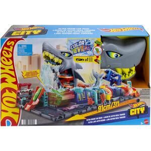 Hot Wheels City Track Ultra Shark Car Wash 1:64 Scale Color Reveal Vehicle NWT